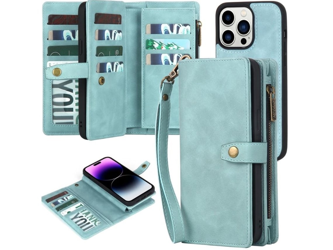Capa Fólio Livro Fecho Correr para iPhone 11 pro max VEANXIN Azul