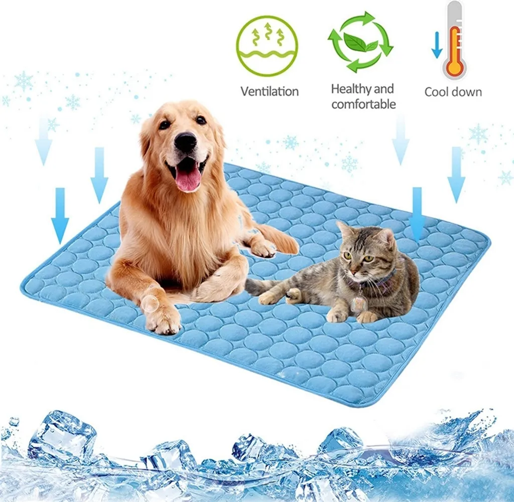Tapete Refrescante, para Cães, Lavável, Antiderrapante, Macio, Uso no Verão, 50x40 Cm, Azul AQUAFORGE