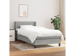 Vidaxl Cama Com Molas/colchão 90x200 Cm Tecido Cinza-claro