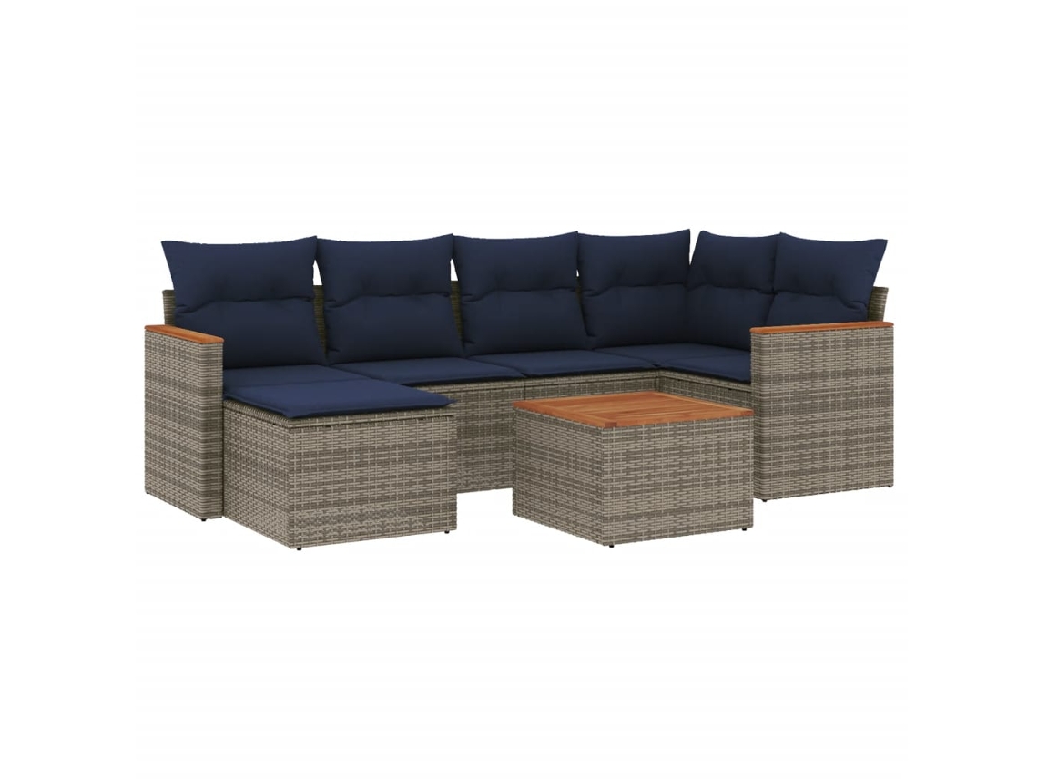 Conjunto de Sofá de Jardim, 7 Peças, Almofadas, Rattan Cinza MAISON EXCLUSIVE