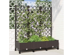 Vidaxl Vaso De Jardim Com Treliça E Rodas Castanho 120 X 40 X 131,5 Cm