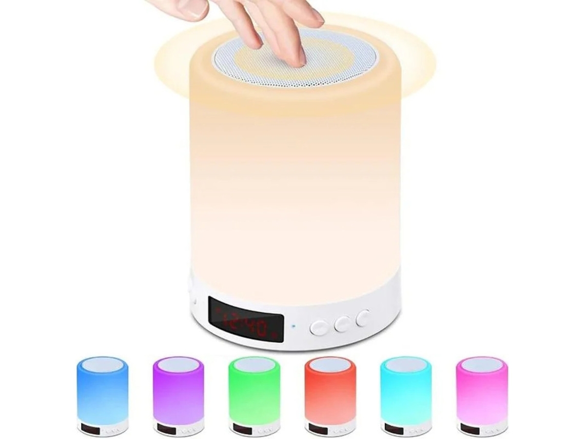 Candeeiro De Cabeceira Com Altifalante Bluetooth Despertador Com Luz Noturna De Toque Led Luz De Quarto Regulável Com Mudança De Cor Rgb Bestvite