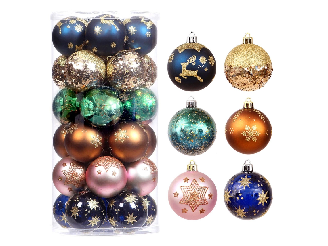 30pcs Bolas de Natal Inquebráveis 6cm em Plástico com S/MARCA