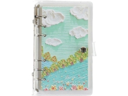 Caderno de folhas soltas recarregável, diário, 100 folhas, caderno de metal destacável, clipe para folhas soltas, lembrete Slowmoose (adesivo S)