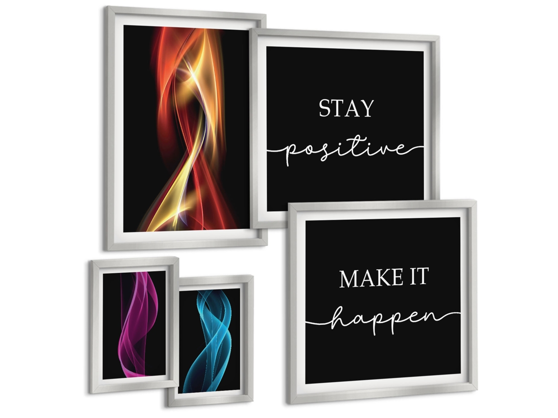 Conjunto De Pinturas Citações Padrões Luminosos Inspirações Espelharte (5 Peças)