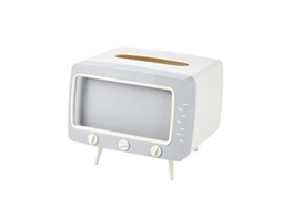 CAIXA de papel higiênico YURU com suporte para controle remoto e celular, forma de TV vintage, branco