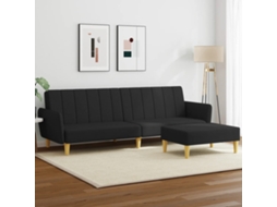 Sofá Cama Com Pés Sofá Conversível Apoio Lovely Home Madeira Tecido Preto (220x84.5x69cm)