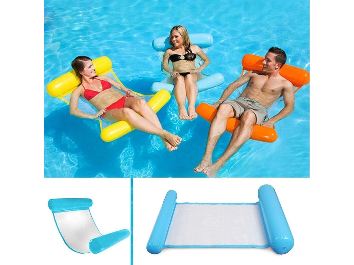 Rede Flutuante Multifuncional, Jangada Inflável 4 Em 1 Para Piscina, Espreguiçadeira Flutuante Para Água, Rede Flutuante Dobrável (azul) - Xf19-azul