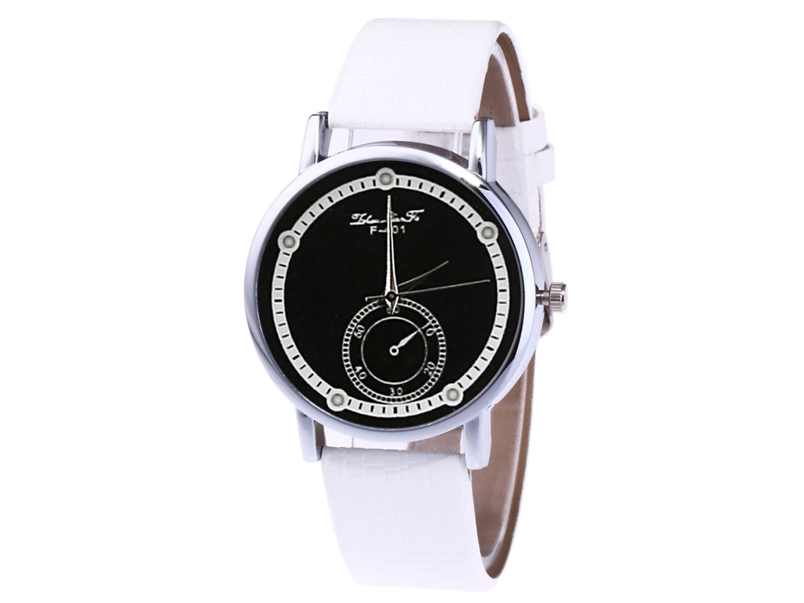 Reloj De Cuarzo Con Correa De Cuero Casual Elegante Para Mujeres Hombres Estudiantes Blanco