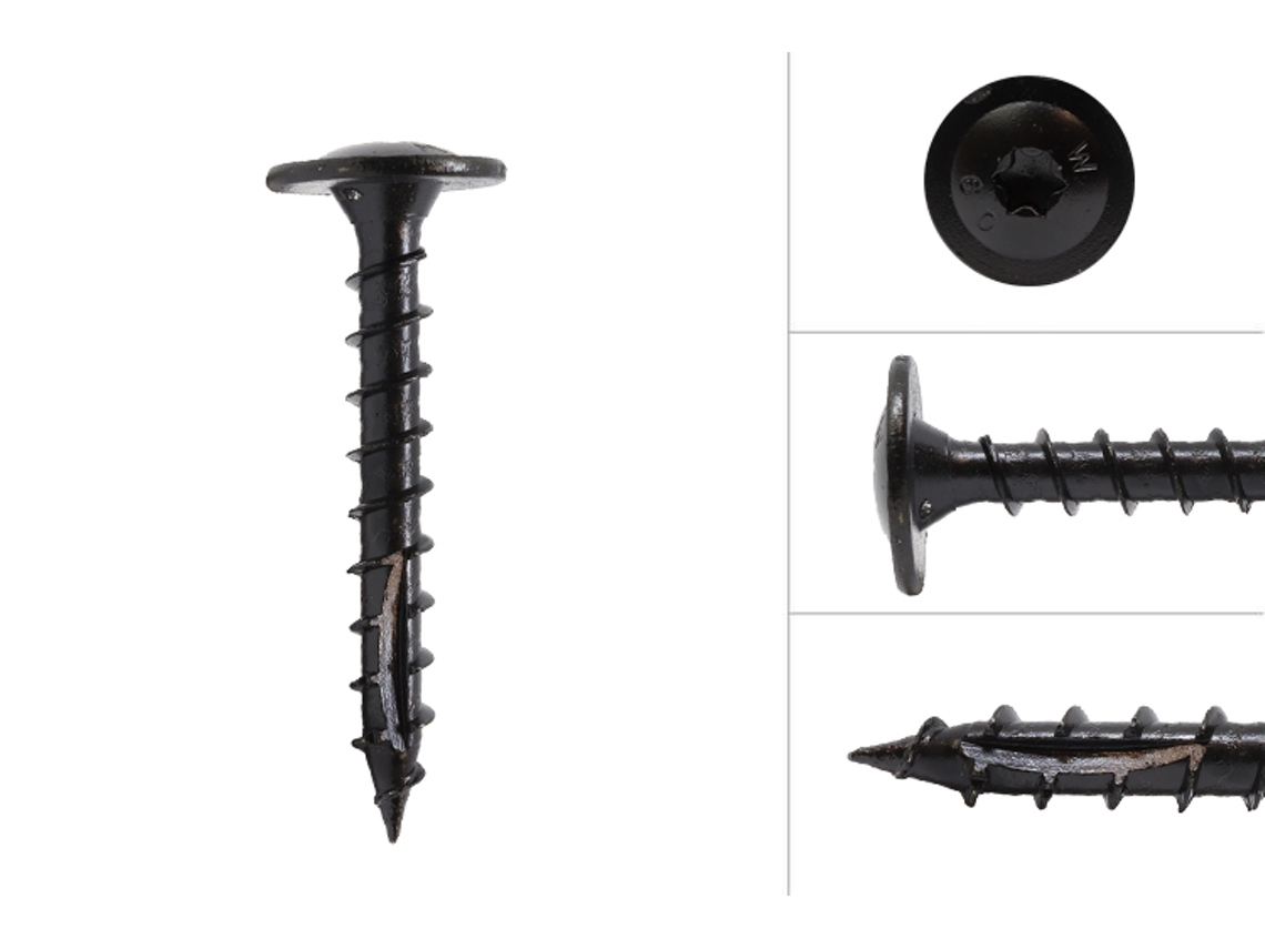 Parafuso Anilha Revestimento Preto 8.0 X 60 Mm Torx Caixa 50 Peças WOVAR