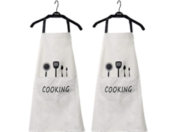 Aventais Rebe-Impermeáveis Cozinha para Casa e Senhora, Tamanho Único com Bolsa, Pacote de 2, Bege