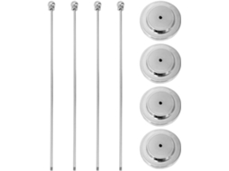 Conjunto de 4 Suporte Mesa para Bandeira Amosfun em Metal Prateado, Peças com Haste Reta e Simples, Base Estáv