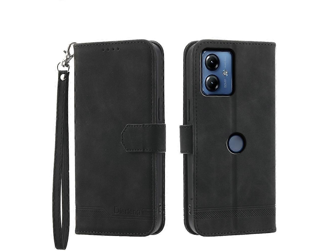 Capa Para Celular Dierfeng Dream Line Em Tpu E Couro Pu Híbrido Para Motorola Moto G34