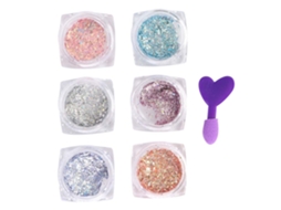Pó De Glitter Para Unhas Com 6 Cores E Pincel Decoração De Unhas Diy Ferramenta De Manicure