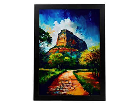 Poster NACNIC De Sigiriya No Estilo De Tinta A Óleo Ilustrações De Monumentos E Cidades Em Estilo Fotográfico Em Cores A3 Black Frames