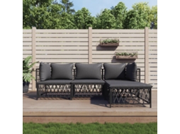 4 Pcs Conjunto Lounge De Jardim Com Almofadões Aço Antracite Dkd Home Decor