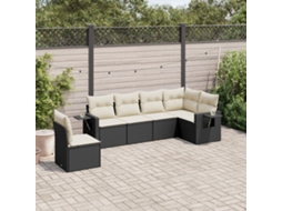 Vidaxl 6 Pcs Conjunto Sofás de Jardim C/ Almofadões Vime Pe Preto