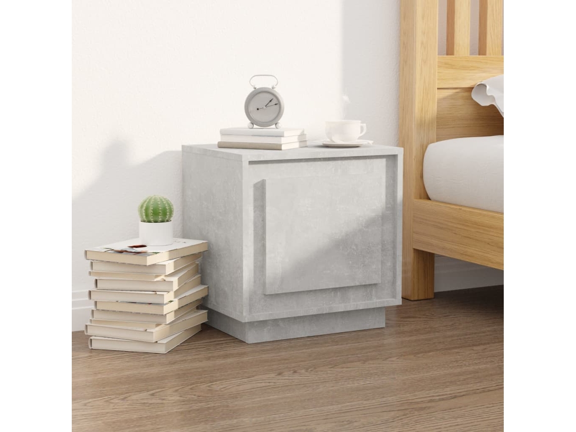 Vidaxl Mesa De Cabeceira 44x35x45 Cm Derivados Madeira Cinza Cimento