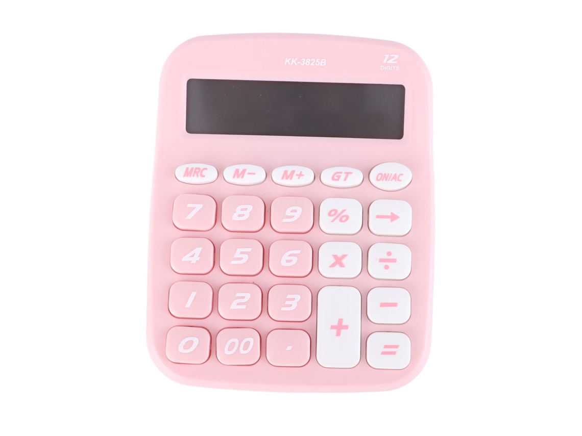 Calculadora de mesa com botões grandes, eletrônica, funciona com pilhas, para casa, sala de aula e escritório, cor rosa