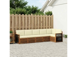 Vidaxl Conjunto De Sofá Sectional Com Almofada 5 Pcs Natural E Creme