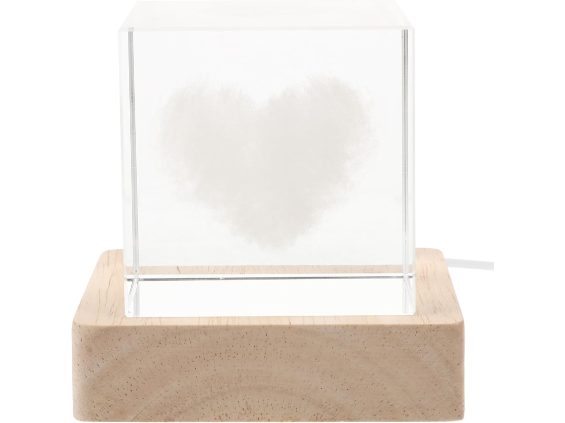 Luminária De Mesa Decorativa Homoyoyo Em Formato Cubo Cristal Coração