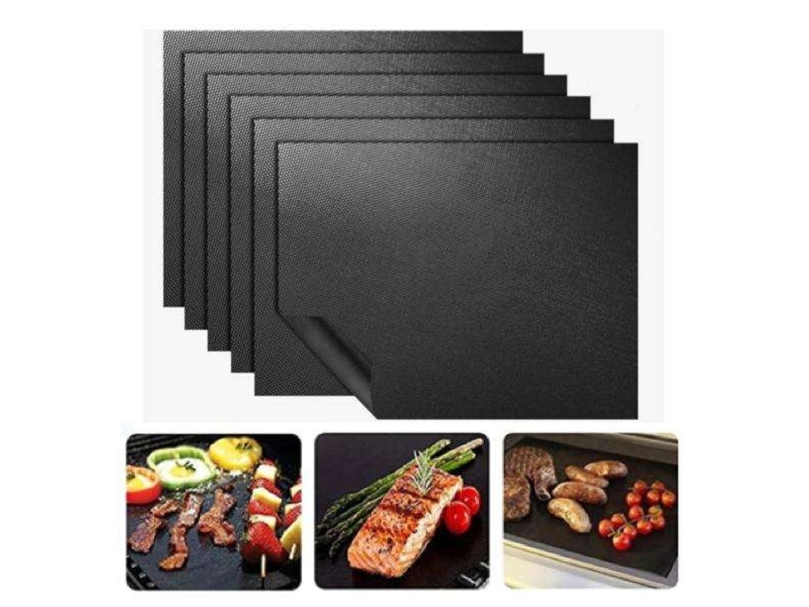 Tapete Para Grelhar, Assar E Cozinhar (pacote Com 3) - Antiaderente 40x33 Cm, Preto
