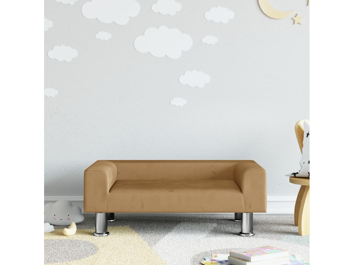 Sofá Infantil 70x45x26,5 Cm de Veludo Castanho Wsd772547 Adorável Casa