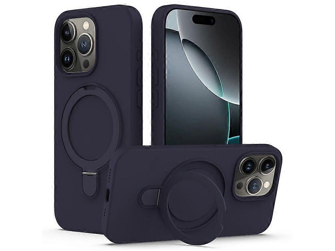 Loja Iberiancapa Compatível Com Iphone 16 Pro Max, Compatível Com Magsafe, Com Suporte, Capa De Telefone Em Pc + Silicone, Cor Azul