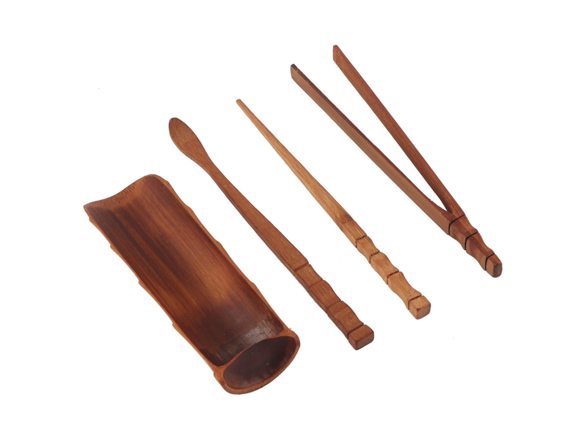 4 Peças Jogo De Chá De Bambu Natural Ferramentas Clássicas Chinesas Acessórios Para Cerimônia De Chá