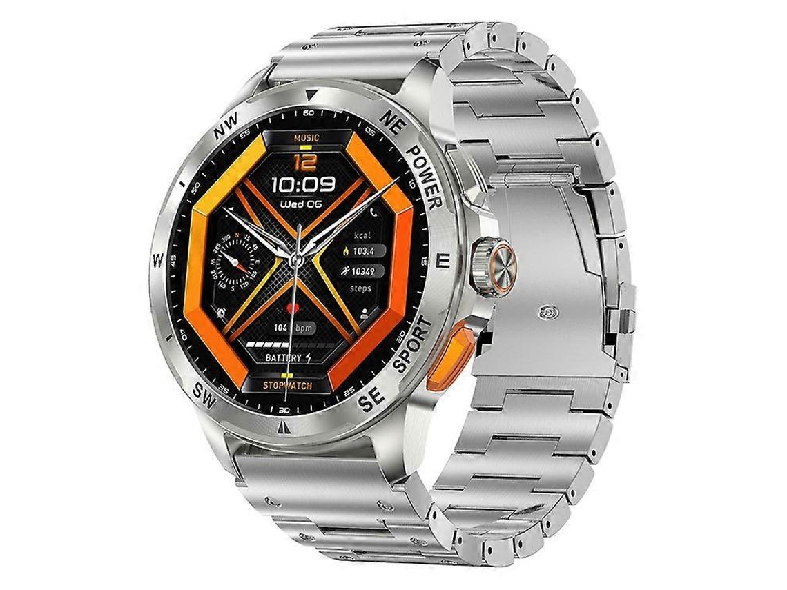 Smartwatch AK77 com pulseira de aço, tela AMOLED de 1,43 polegadas, monitor de sono, chamadas Bluetooth e relógio esportivo. Ly Ebike