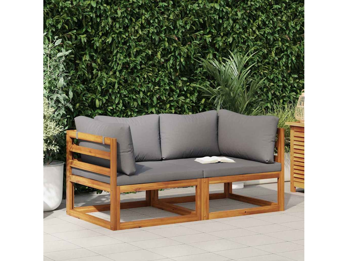 Vidaxl Sofás De Canto Seccionais C/ Almofadões 2 Pcs Cinzento-escuro