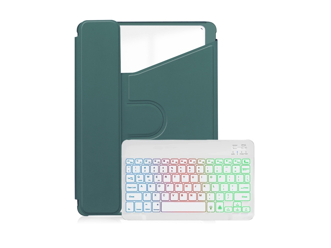 Elysve Capa Com Teclado Bluetooth Retroiluminado Para Xiaomi Redmi Pad Pro 12,1 Polegadas, Cor Verde Escuro