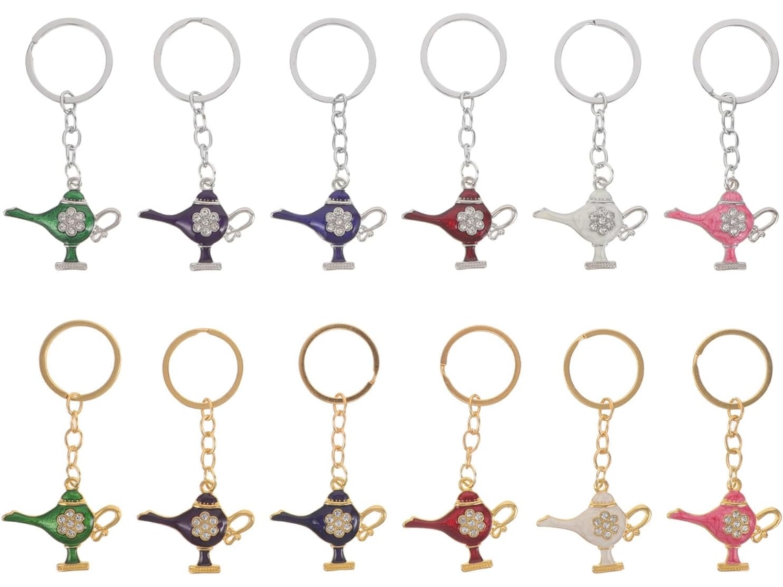 De 12 Chaveiros Em Formato De Lâmpada Árabe, Feitos Em Liga De Zinco. Design Exclusivo, Prático E Divertido.