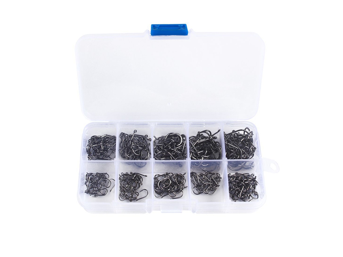 Conjunto de 100 Anzóis de Pesca Inoxidável
