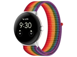 Pulseira De Relógio Lurelia Para Google Pixel Watch Nylon Weave Arco Íris