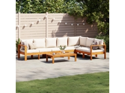 Conjunto De 5 Peças De Sofás De Jardim Com Almofadões Acácia Maciça Dkd Home Decor