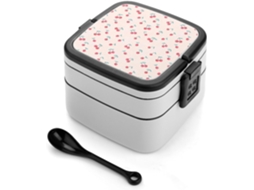Marmita Bento De Cereja Vermelha Doce Com Duas Camadas, Empilhável, À Prova De Vazamentos, 1000ml, Com Colher, Caixa