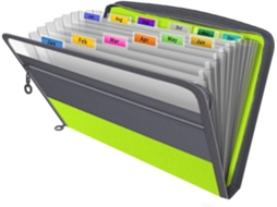 Organizador de Arquivos Divertido e Verde, Pasta Expansível, Organizador de Documentos BRILVIBERA
