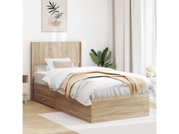Vidaxl Estrutura de Cama com Armazenamento e Cabeceira Carvalho Sonoma