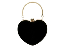 Bolsa de mão S/MARCA 2026 de couro de camuça coração, para festas, com alça de ombro, para bodas e eventos especiais