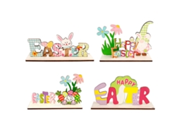 Laxiscreed Conjunto De 4 Decorações De Páscoa Em Madeira Para Decoração Festiva