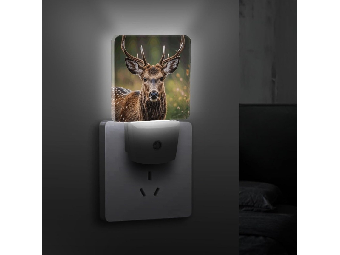 Luminária Noturna De Led Com Sensor Acendimento Automático Em Formato Veado, Urso E Alce, Tomada Na Parede, Com