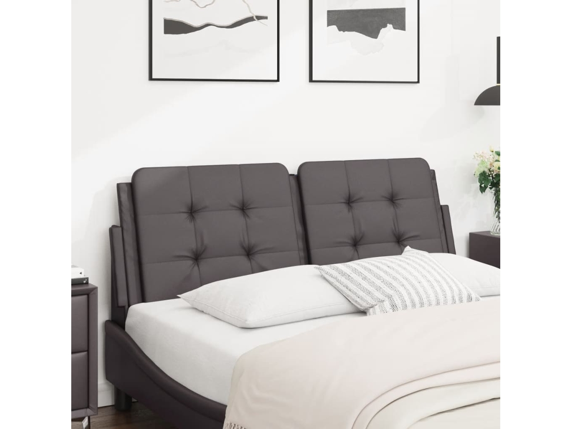 Vidaxl Almofadão De Cabeceira Zadar 120 Cm Couro Artificial Cinzento