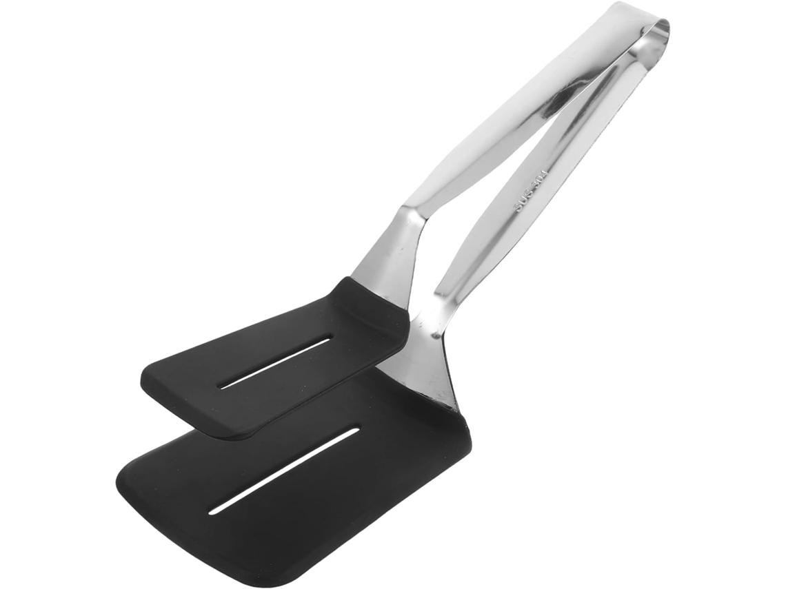 Pinça Multifuncional Para Bifes Em Aço Inoxidável Com Cabeça De Silicone Antiderrapante, Utensílio De Cozinha Para