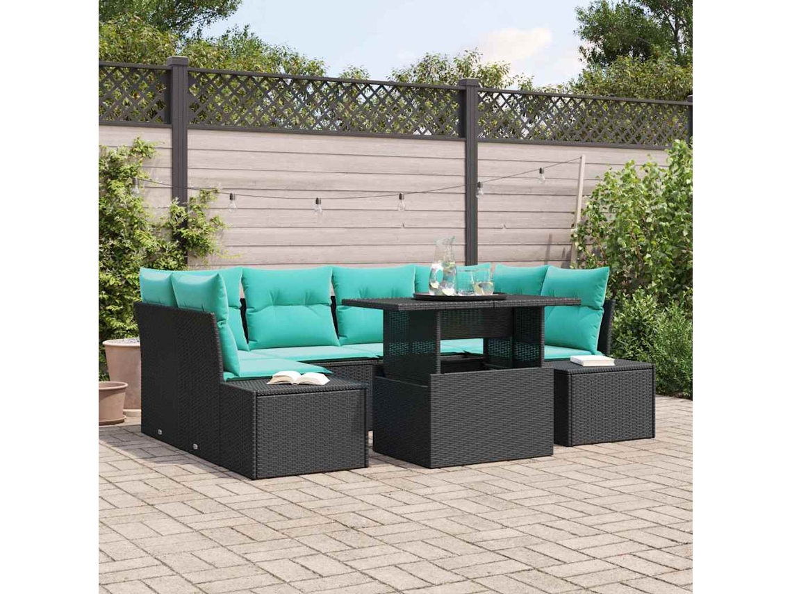 Vidaxl Conjunto De Sofá De Jardim 7 Unid. 6-número De Lugares