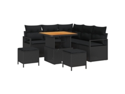 Conjunto 8 Conjunto De Móveis De Jardim Vidaxl Preto Vime Pe (177 X 177 X 85 Cm)