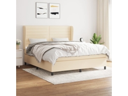 Vidaxl Cama Com Molas/colchão 180x200 Cm Tecido Cor Creme