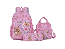 Conjunto de Mochila Escolar com 3 Peças CUICH (vermelho Rosado)