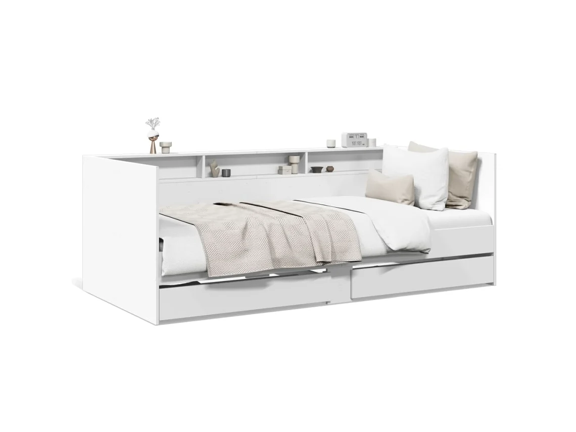 Sofá cama com Gavetas Sem Colchão 75x190 Cm Branco MAISON EXCLUSIVE