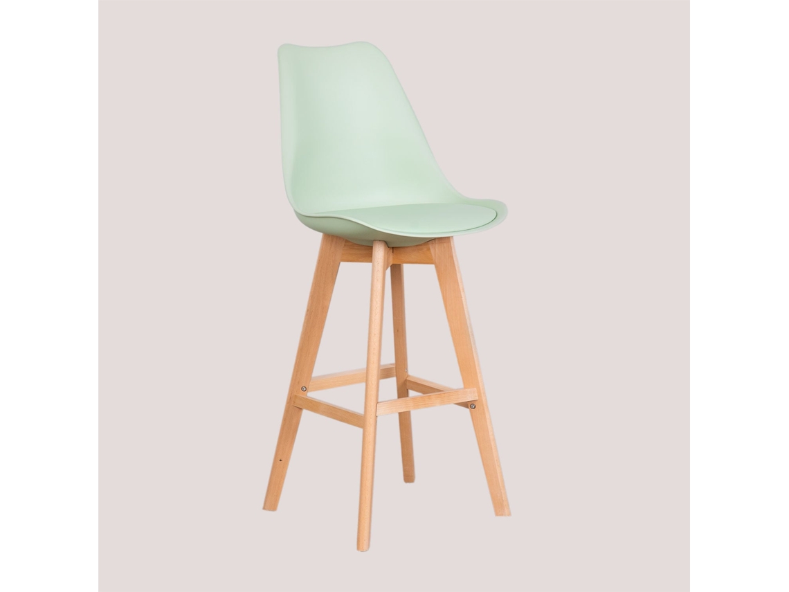 SKLUM Pack 2 Bancos Altos 76 cm Nordic Polipropileno Madeira de Faia Tropa